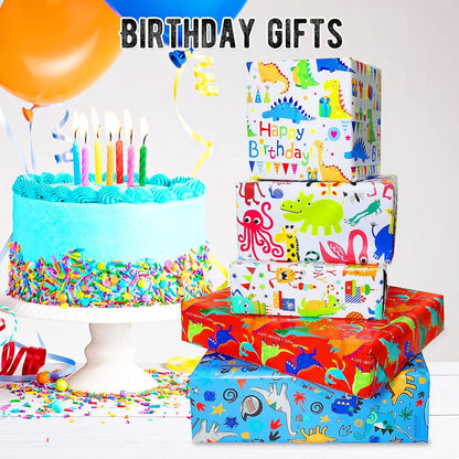 Kinder Geschenkpapier Dinosaurier Geburtstag Set 7 Blatt 70x50cm