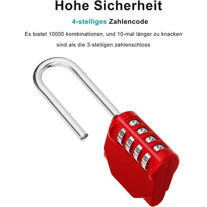 ZHEGE Vorhängeschloss 4-stellig langer Bügel wetterfest Tür