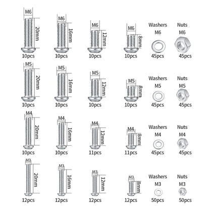 540-teiliges Edelstahl Sechskopf Sortiment Set M3 M4 M5 M6