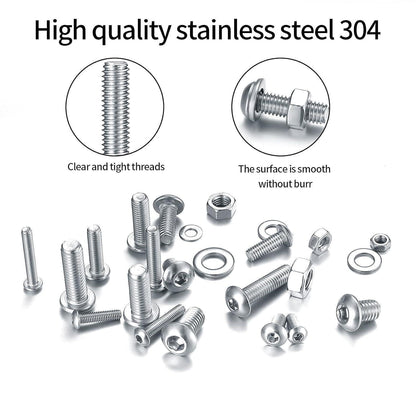 540-teiliges Edelstahl Sechskopf Sortiment Set M3 M4 M5 M6