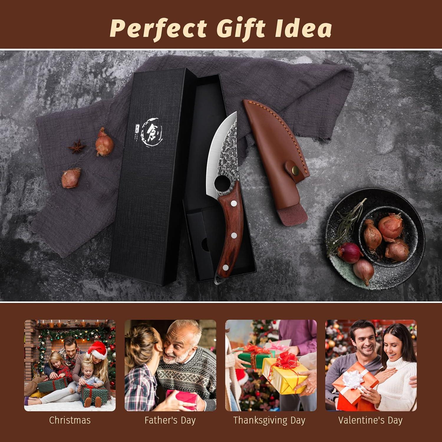 Japanisches Hackmesser mit Lederhülle 14.5cm - Scharfes Profi