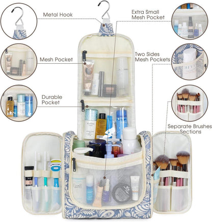 Großer Kulturbeutel Aufhängbar Kinder Kosmetiktasche Blaues Blatt