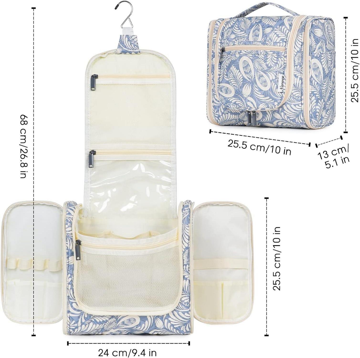 Großer Kulturbeutel für Damen Herren Kinder Aufhängbar Blaues Blatt