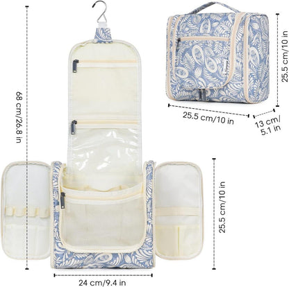 Großer Kulturbeutel für Damen Herren Kinder Aufhängbar Blaues Blatt