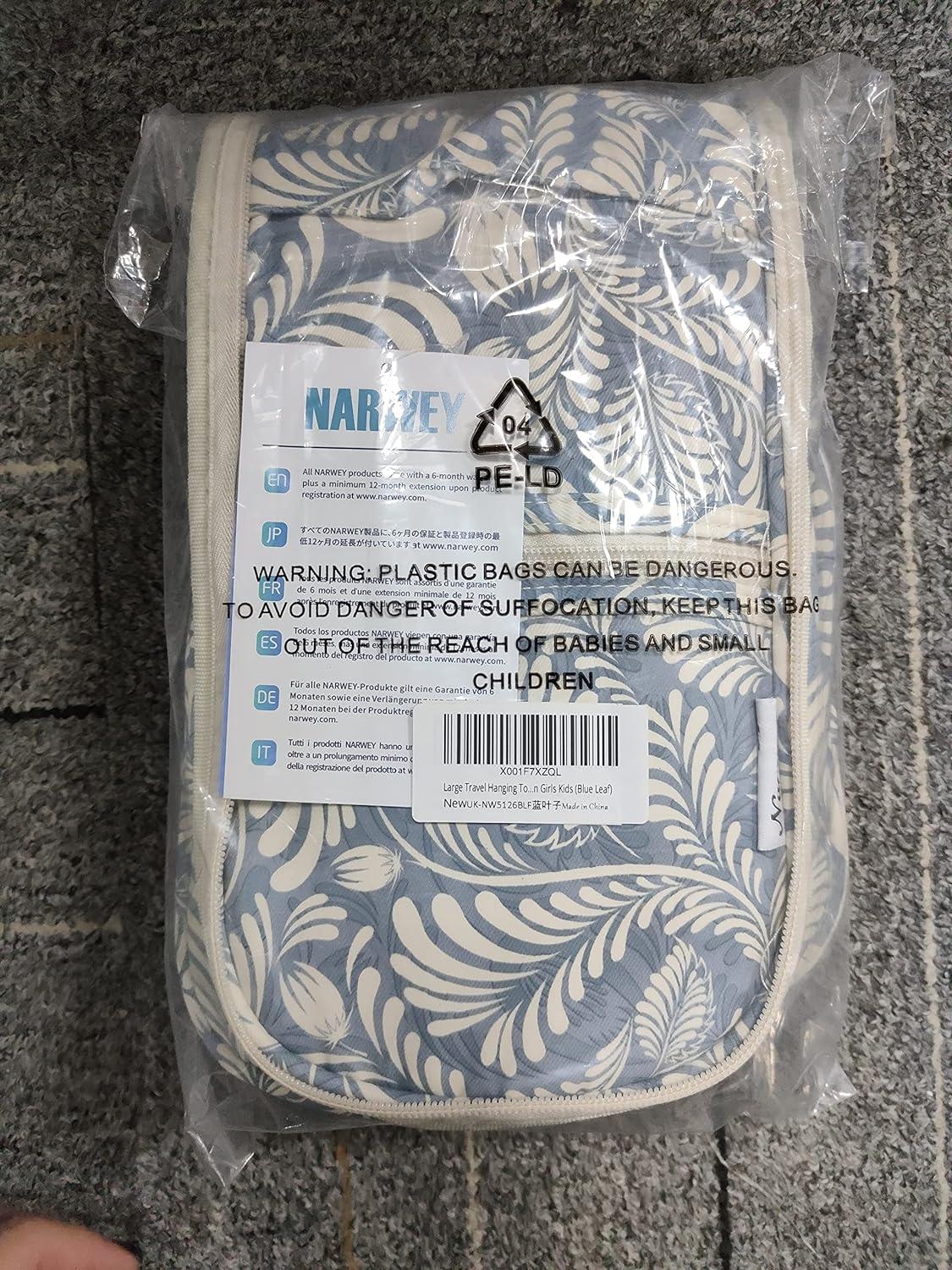 Großer Kulturbeutel Aufhängbar Damen Herren Kinder Blaues Blatt