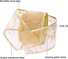 20M Organzaband Schneeflocke Gold 6,3cm Weihnachtsband