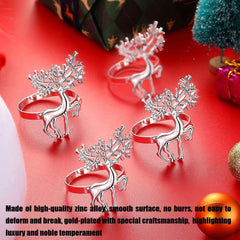 12er Set Weihnachts Rentier Serviettenringe 6cm Silber
