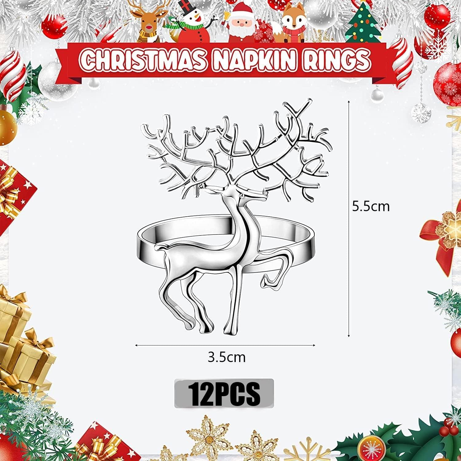 Rentier Serviettenringe Weihnachten 12 Stück Silber Elch 6CM