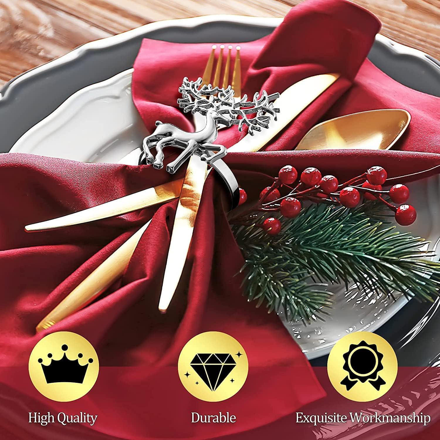 12er Pack Weihnachten Rentier Serviettenringe 6CM Silber Tischdekoration