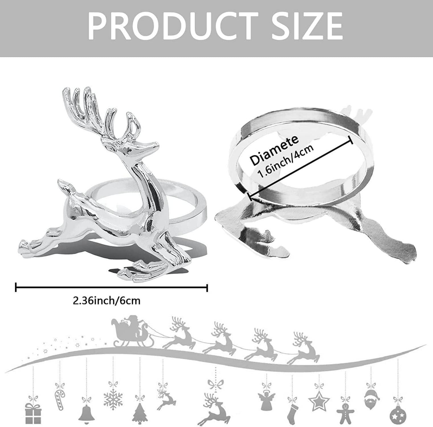 Rentier Serviettenringe Weihnachten 12er Set Silber Tischdeko