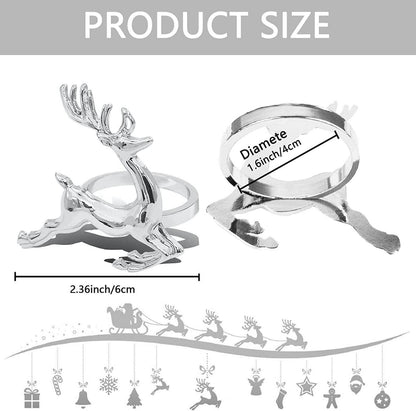 Rentier Serviettenringe Weihnachten 12er Set Silber Tischdeko