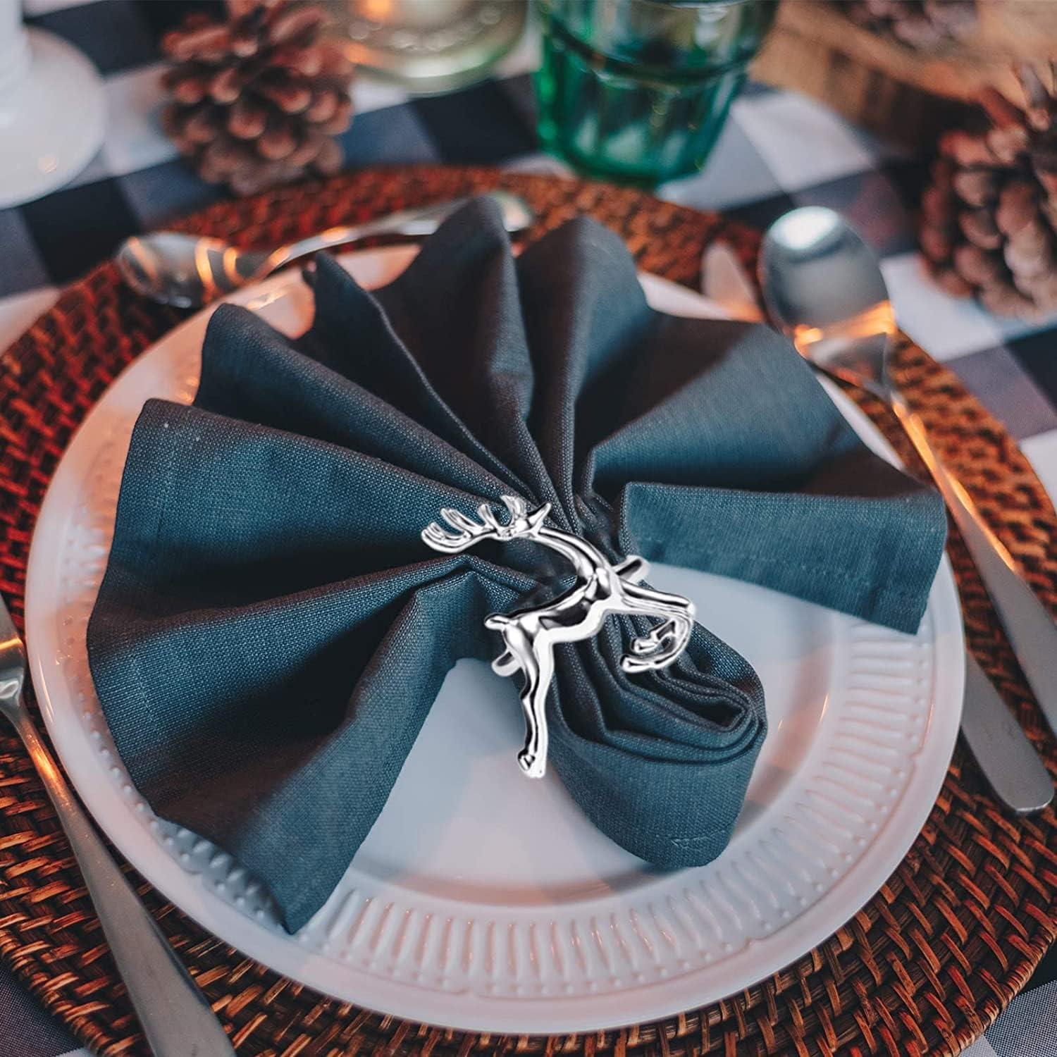 12x Weihnachten Rentier Serviettenringe 6CM Silber Hochzeit Tischdekoration