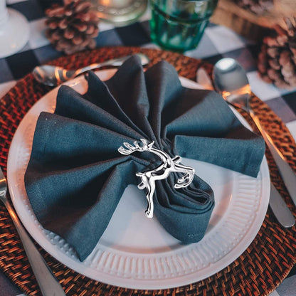 12x Weihnachten Rentier Serviettenringe 6CM Silber Hochzeit Tischdekoration