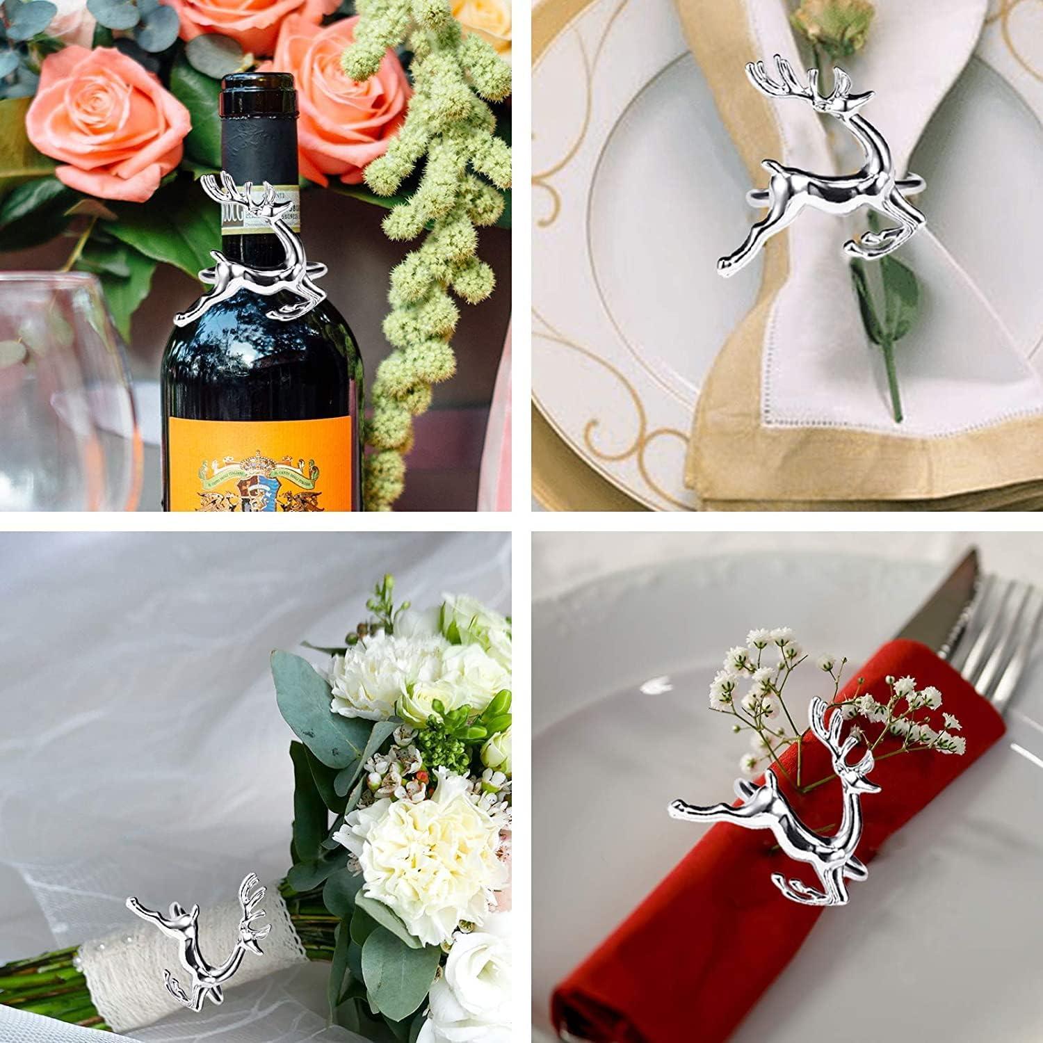 12x Weihnachten Rentier Serviettenringe 6CM Silber Hochzeit Tischdekoration