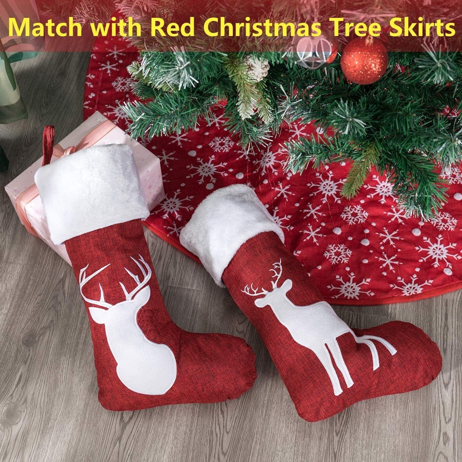 2er Set Große Weihnachtsstrümpfe Rentiermuster für Christbaumschmuck