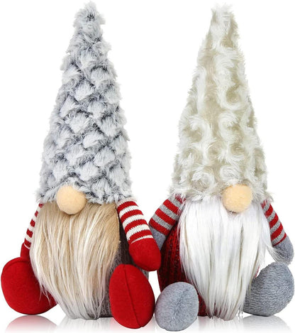 2Pcs Weihnachtszwerg Plüschpuppe handgemachte sitzende Gonk Figur
