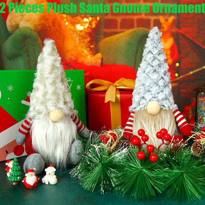 2er Set Weihnachtszwerg Plüschpuppe Sitzen 25cm x 16cm Festliche Deko