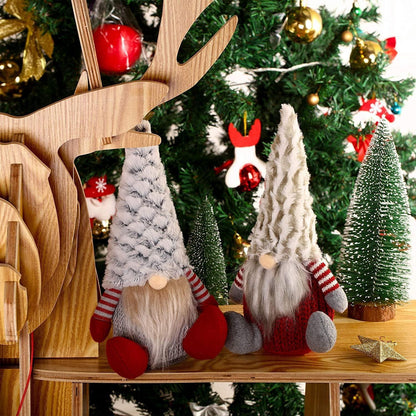 2er Set Weihnachtszwerg Plüschpuppe sitzend Deko 25cm x 16cm
