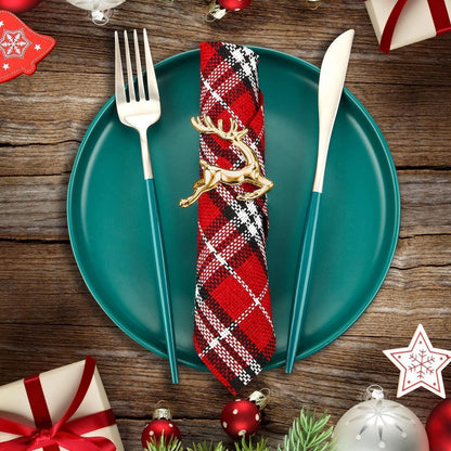12 Stück Weihnachten Rentier Serviettenringe Gold Hirsch für