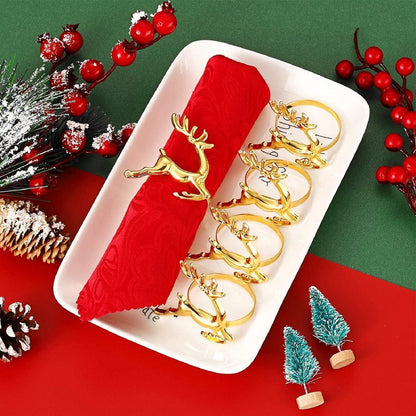 12 Stück Weihnachten Rentier Serviettenringe Gold Hirsch für