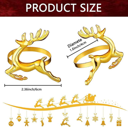 12er Set Weihnachten Rentier Serviettenringe Gold 6CM Tischdekoration