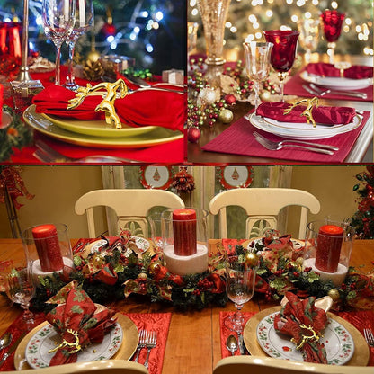 Weihnachts Rentier Serviettenringe Set Gold Hirsch Tischdeko