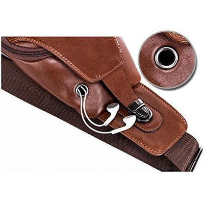 Echte Leder Brusttasche Herren Schultertasche Rucksack Braun