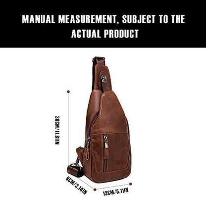 Echte Leder Brusttasche Herren Schultertasche Rucksack Braun