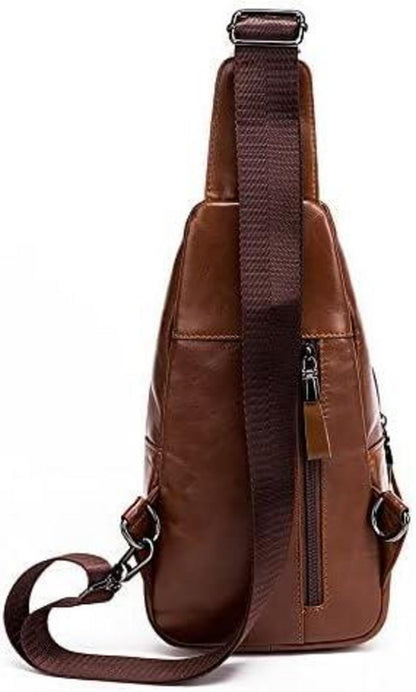 Leathario Brusttasche Herren echtes Leder Schultertasche 30x15x6cm braun