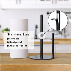 Schwarzer Küchenrollenhalter aus Edelstahl mit gewichteter Basis