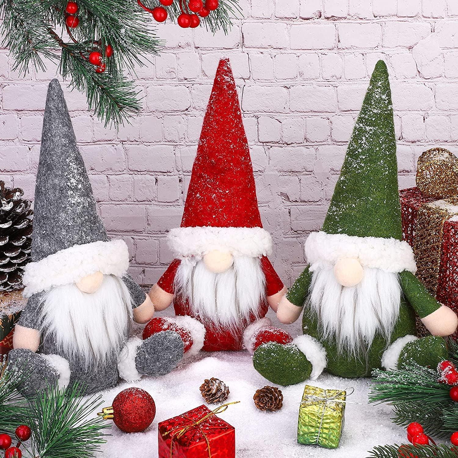 Weihnachtszwerg Schwedisch handgemachte sitzende Weihnachtsmann Puppen 3 Stück