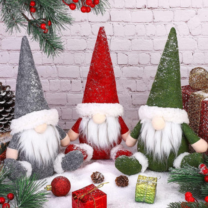 Weihnachtszwerg Schwedisch handgemachte sitzende Weihnachtsmann Puppen 3 Stück