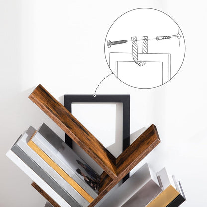 Bücherregal Standregal 9 Ebenen Holz DVD Baumform Metallgestell
