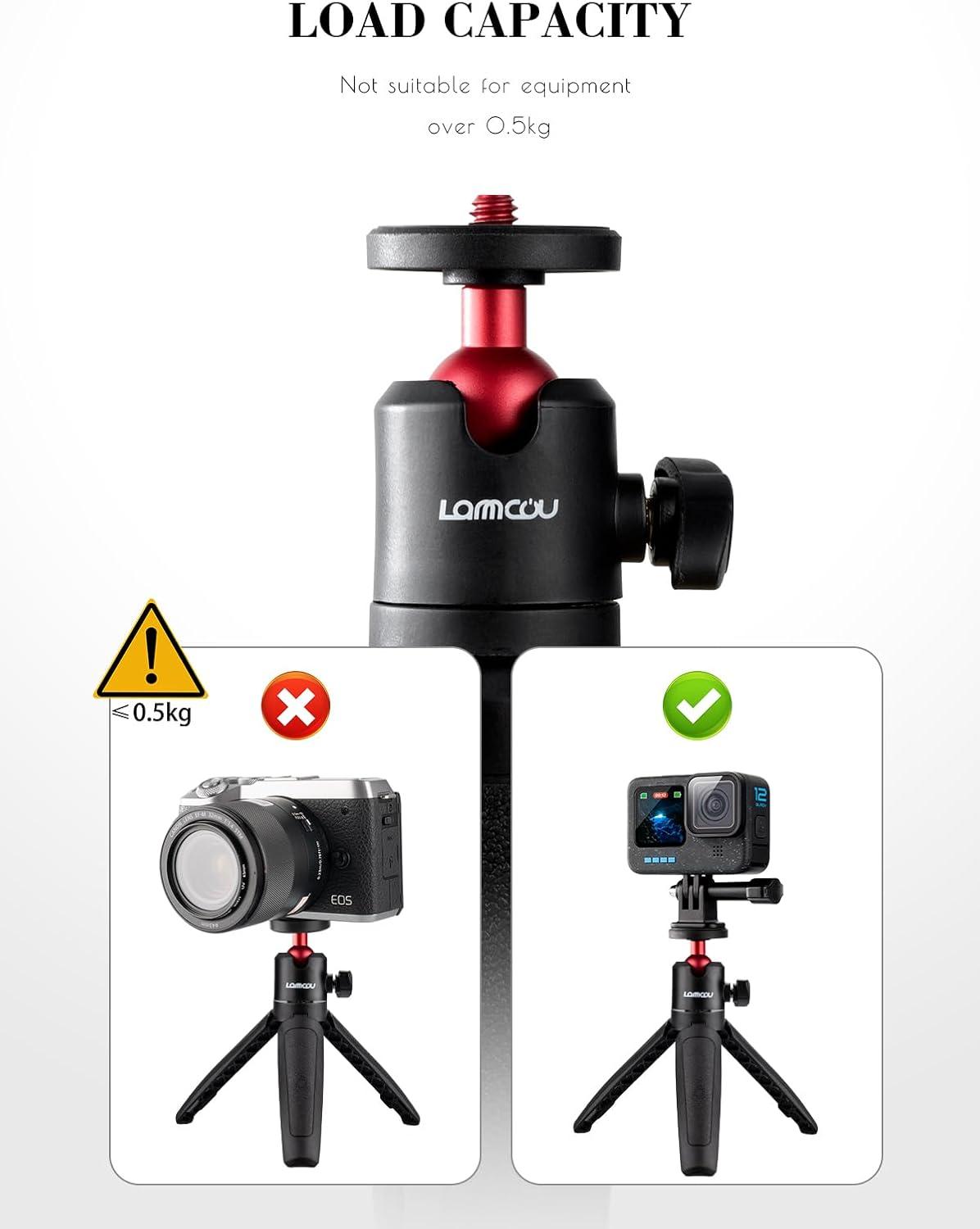 Lammcou Action Kamera Mini Stativ Verlängerungsstange GoPro Hero 13 12 11 10 9 Fusion Max Insta-360 Go 3 X3 Yi Actioncam Tripod