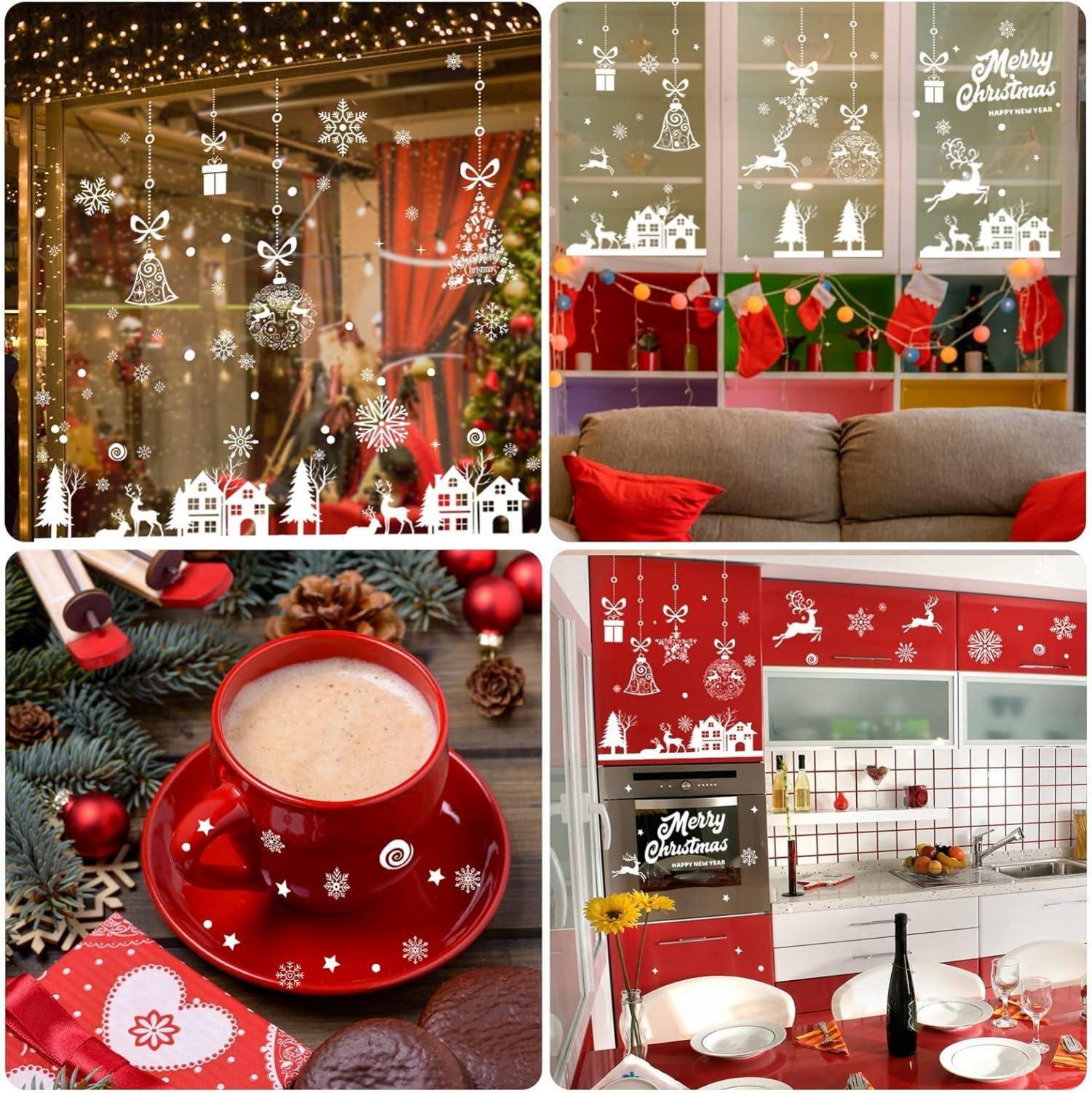 Fensterbilder Weihnachten Selbstklebend 192 Schneeflocken PVC