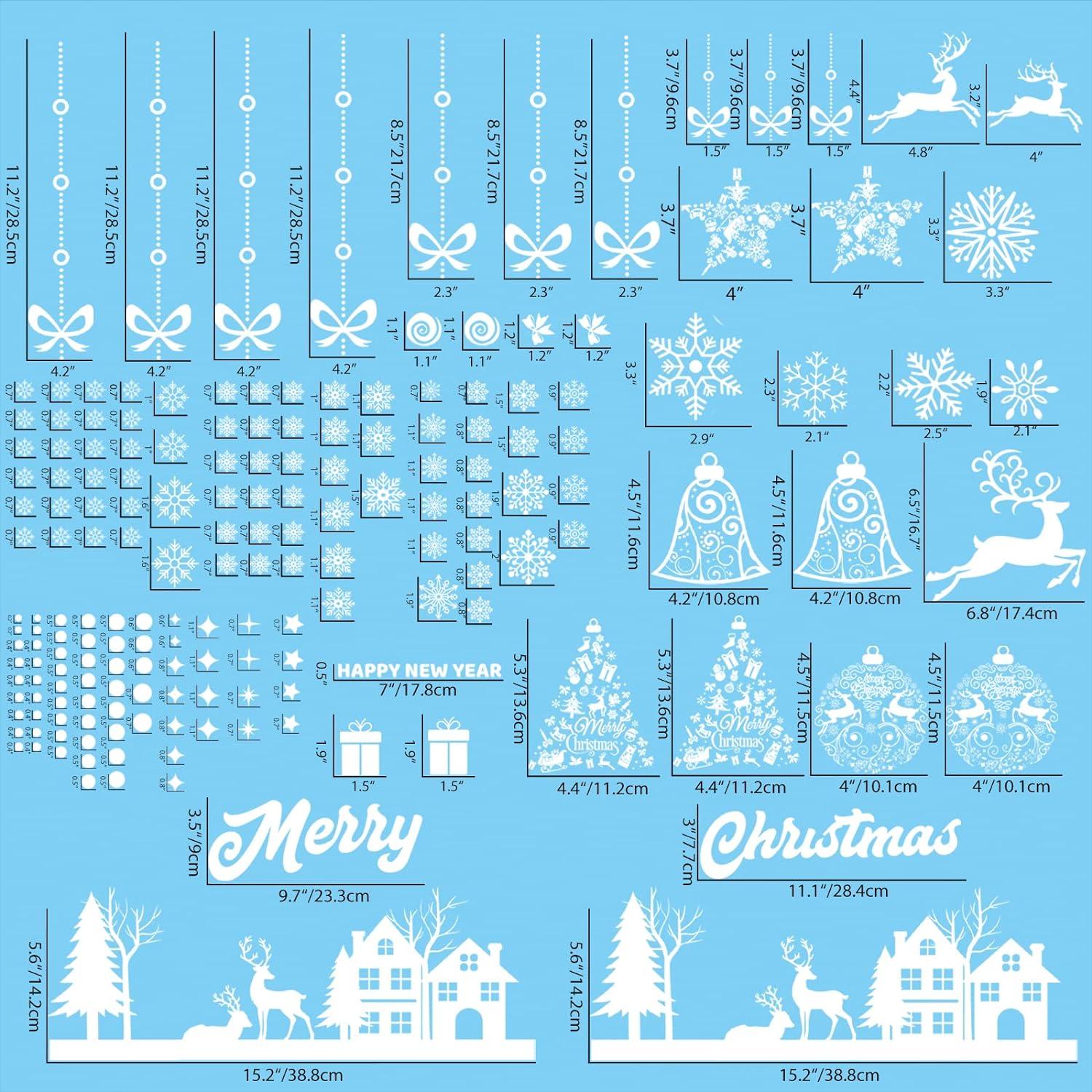 Fensterbilder Weihnachten 192 PVC Schneeflocken Rentiere Hütten Fensterdeko