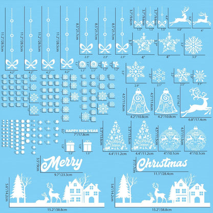 Fensterbilder Weihnachten 192 PVC Schneeflocken Rentiere Hütten Fensterdeko