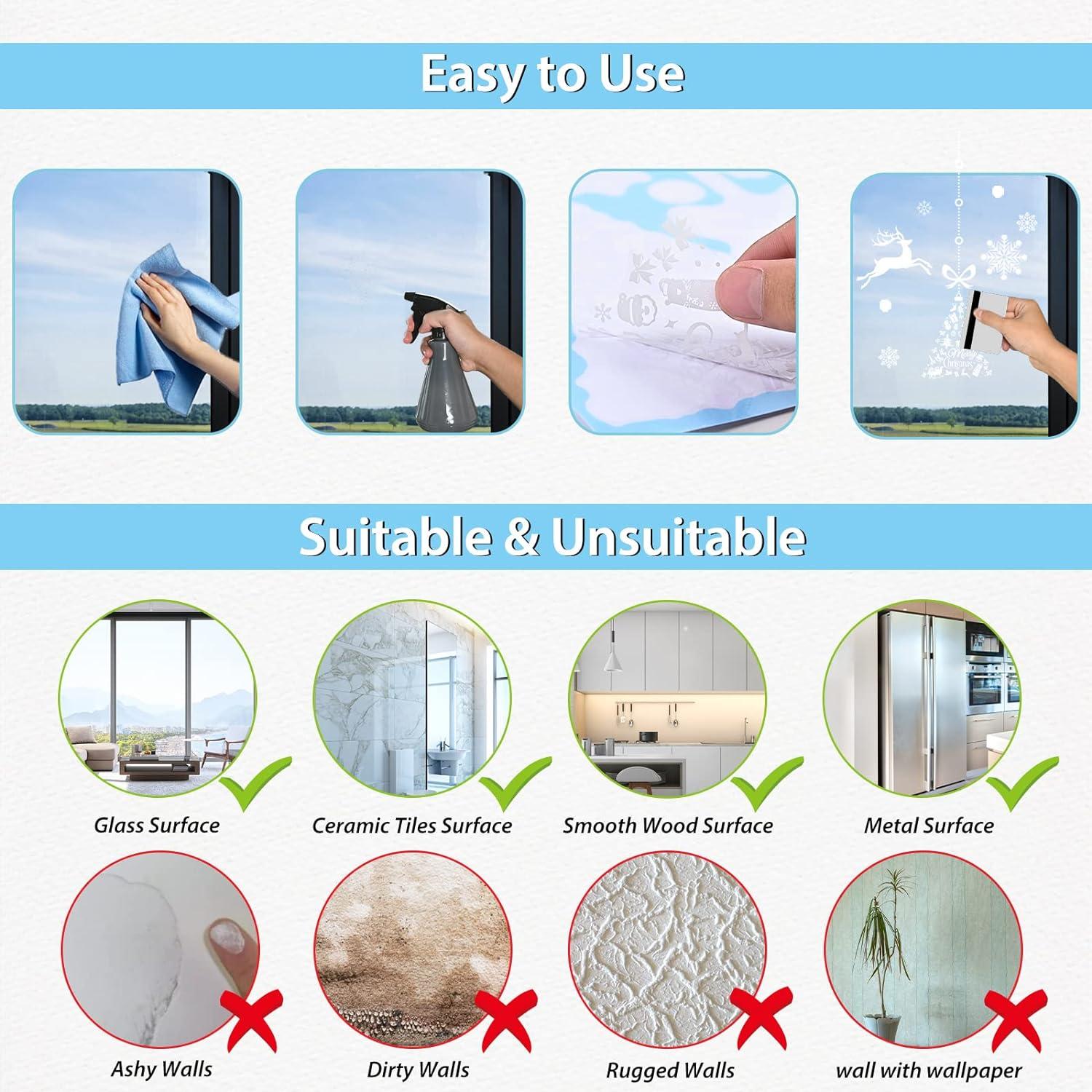 Fensterbilder Weihnachten 192 PVC Schneeflocken Rentiere Hütten Fensterdeko