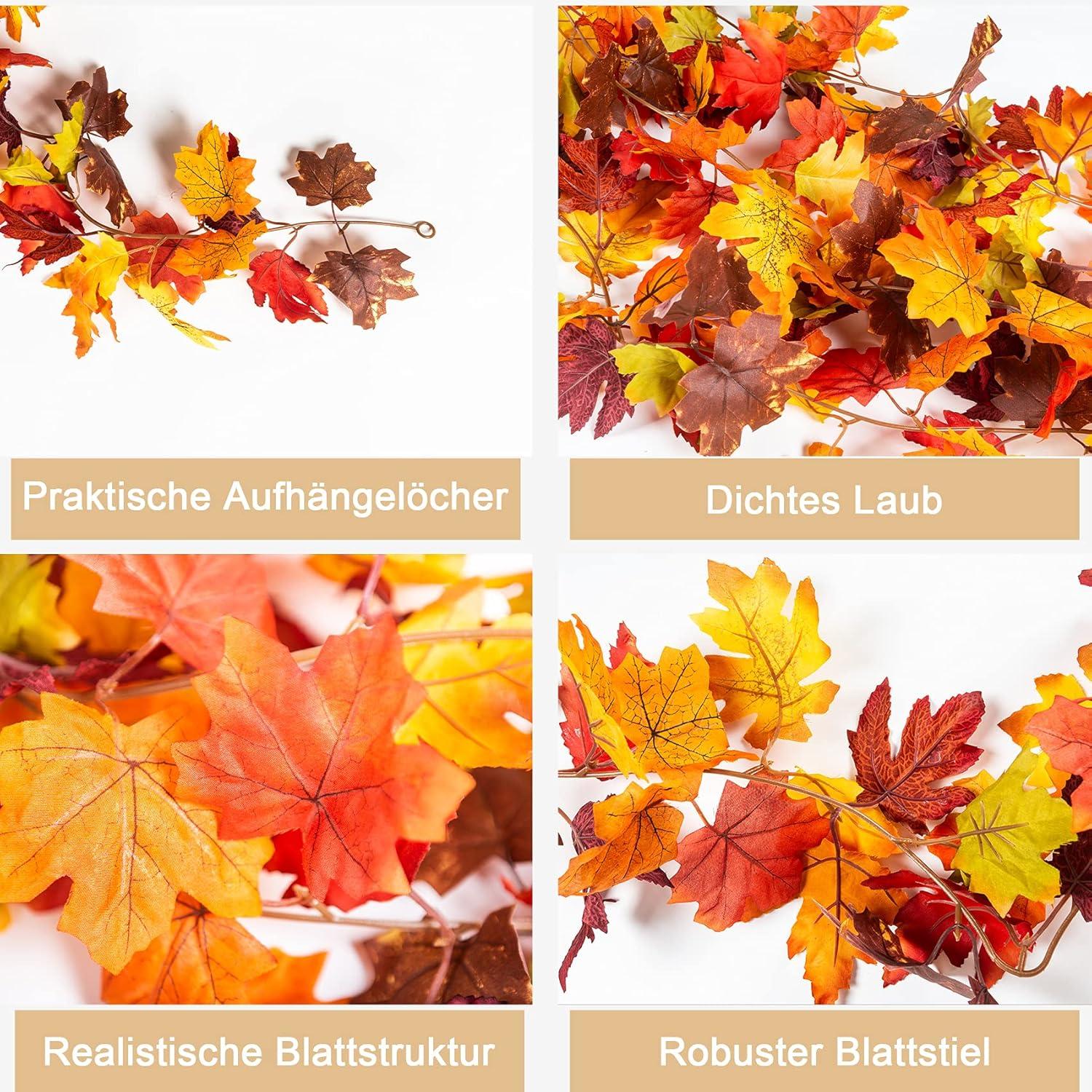 Künstliche Ahornblätter Girlande 176cm Herbst Hängepflanze