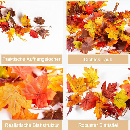 Künstliche Ahornblätter Girlande 176cm Herbst Hängepflanze