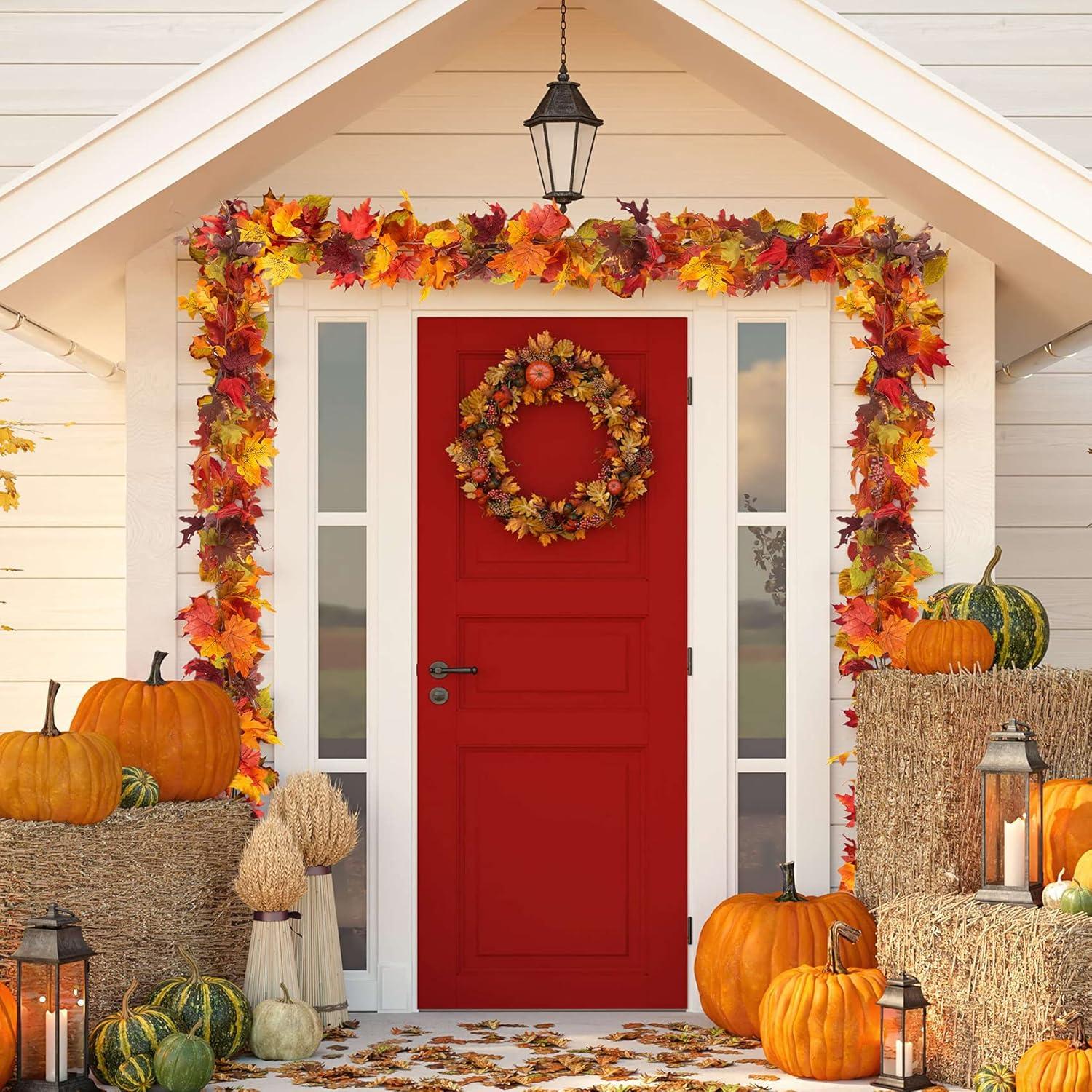 Künstliche Ahornblätter Girlande 2 Stück 176cm Herbst Dekoration