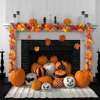 2er Set künstliche Ahornblätter Girlande 176cm Herbstblätter Deko