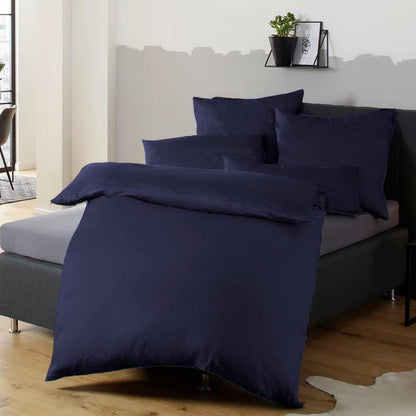 Bettwäsche-Set Mikrofaser dunkelblau 155x220 Reißverschluss