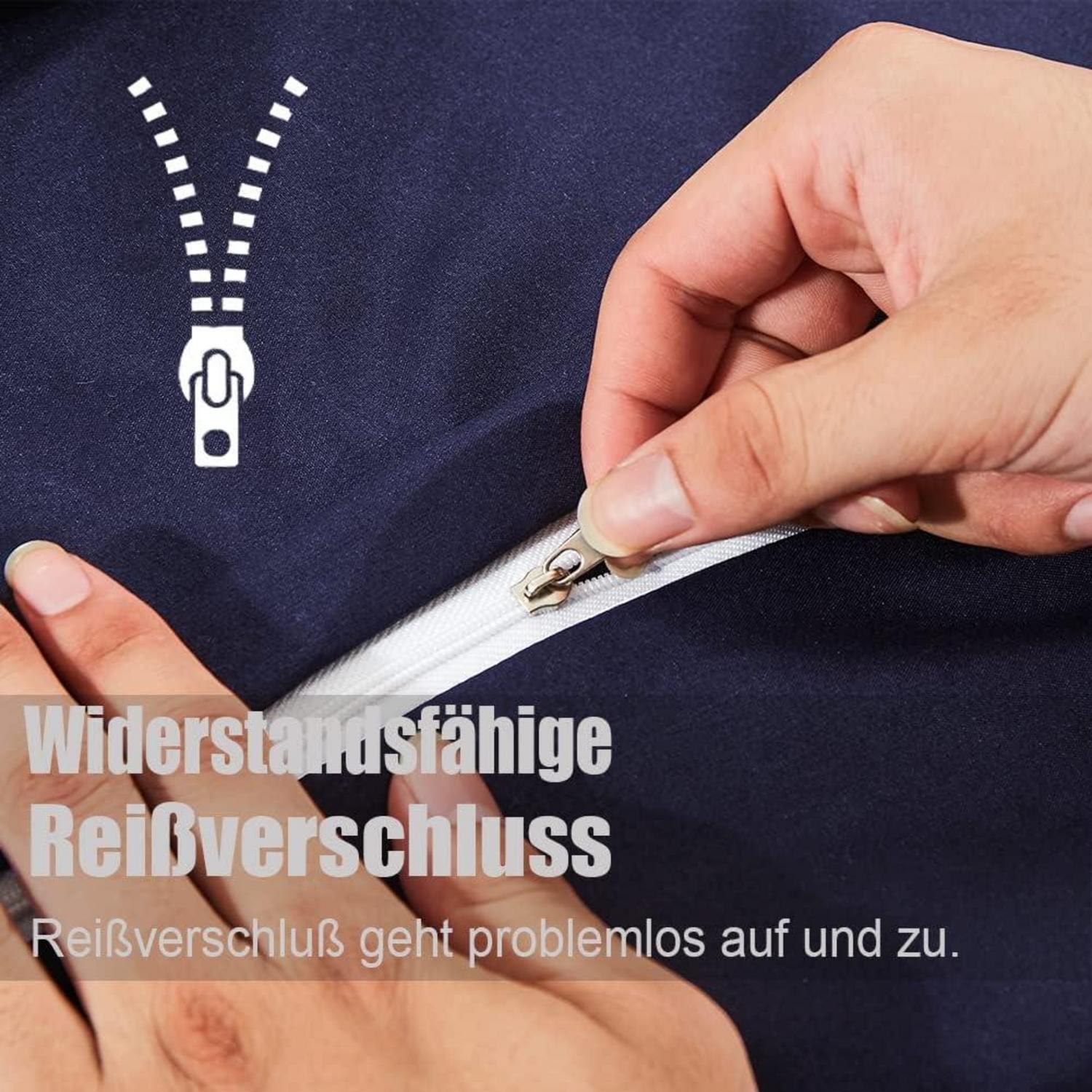 Bettwäsche-Set Mikrofaser dunkelblau 155x220 Reißverschluss