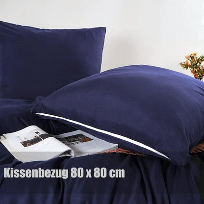 Soifox Bettwäsche-Set 155x220 Dunkelblau Mikrofaser bügelfrei