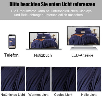 Soifox Bettwäsche-Set 155x220cm Dunkelblau aus Mikrofaser bügelfrei & knitterfrei mit Reißverschluss