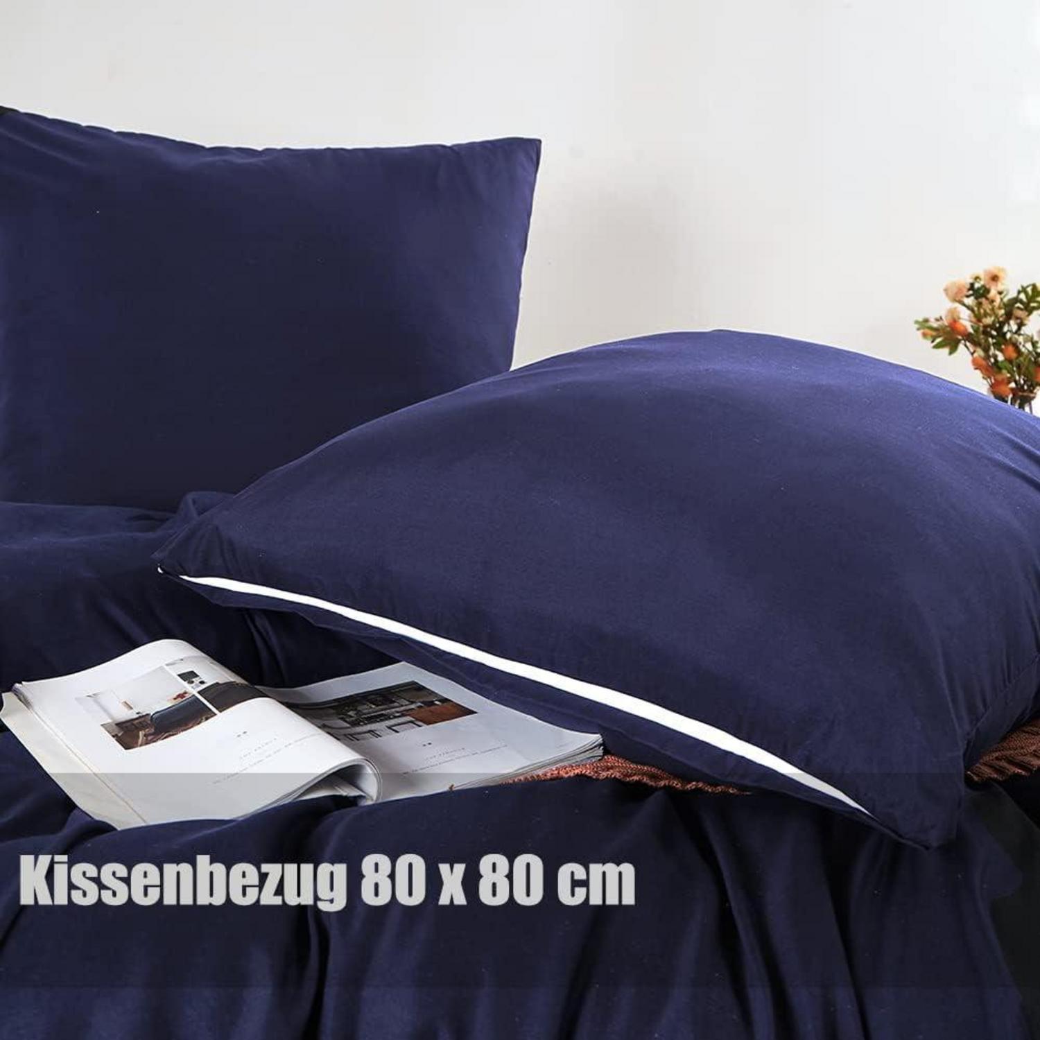 Bettwäsche Set 200x220 Marineblau Mikrofaser Bügelfreimit