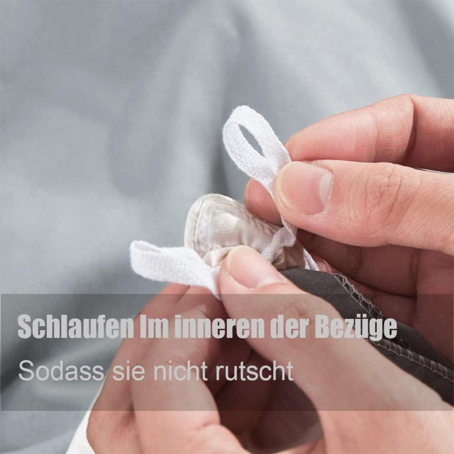 Soifox Bettwäsche 200x220 Grau Mikrofaser Set 2-tlg. Reißverschluss