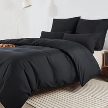 Bettwäsche Set Mikrofaser 200x200 Schwarz bügelfrei & knitterfrei