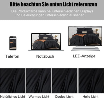 Soifox Bettwäsche-Set 200x200 Schwarz Mikrofaser bügelfrei knitterfrei